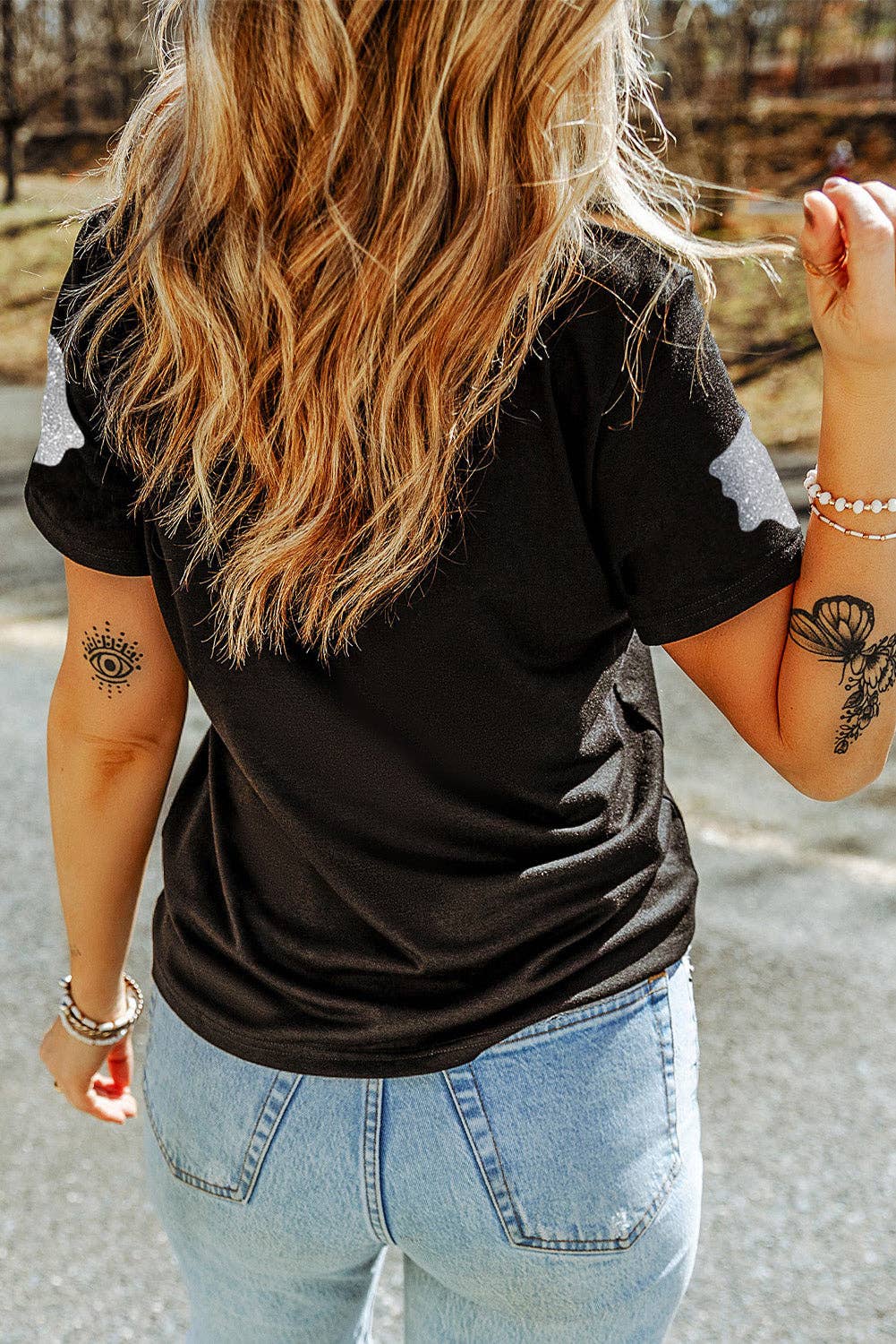 Black Glitter Ghost  T Shirt