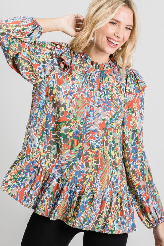 Rust Ruffle Top
