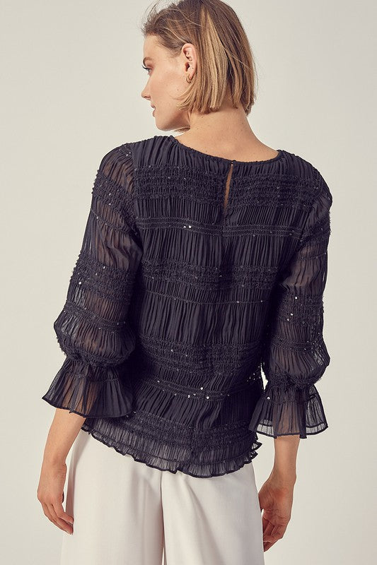 Ruched Sequin Top