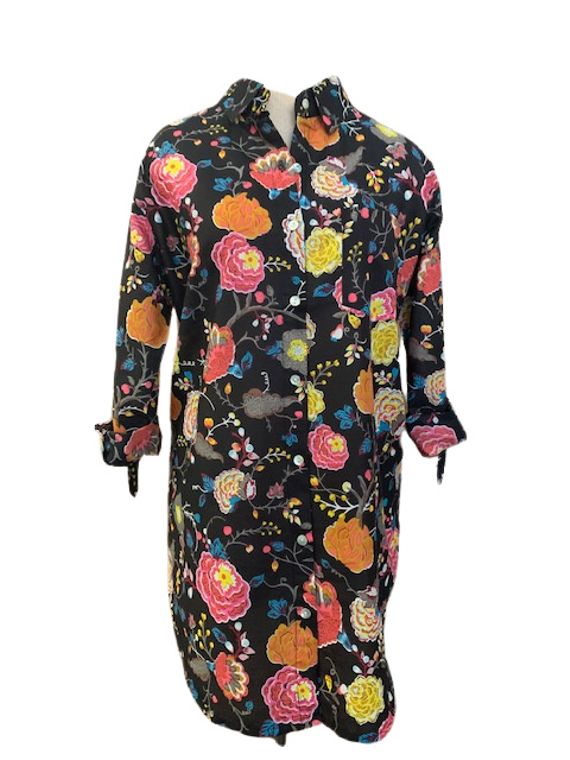Black Floral Boyfriend Shirt