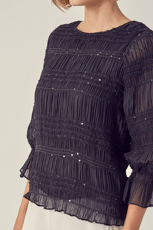 Ruched Sequin Top